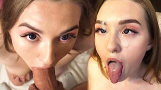 Tini szájvarázsa lenyűgöz, ahegao mélyszívás arconfröccsenés